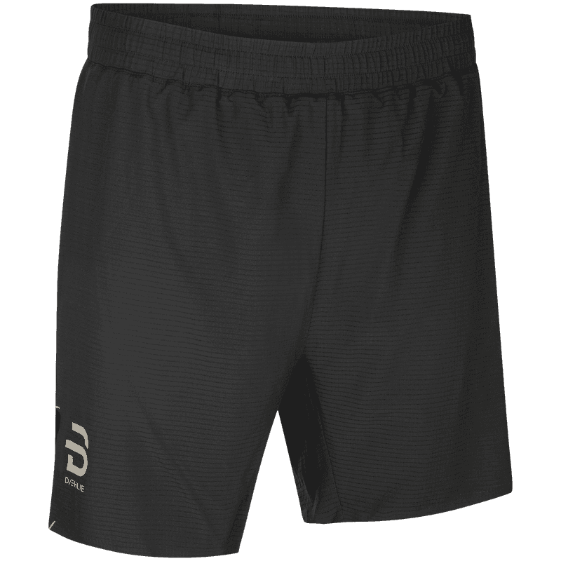 Dæhlie men's black Shorts Run 365 with a lightweight outer layer and supportive inner shorts with a phone pocket.