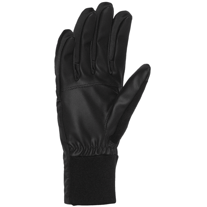 Black faux-leather Dæhlie glove palm view with ribbed cuff