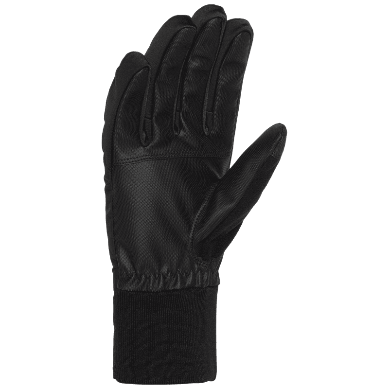 Black Dæhlie glove with faux-leather back and ribbed knit cuff